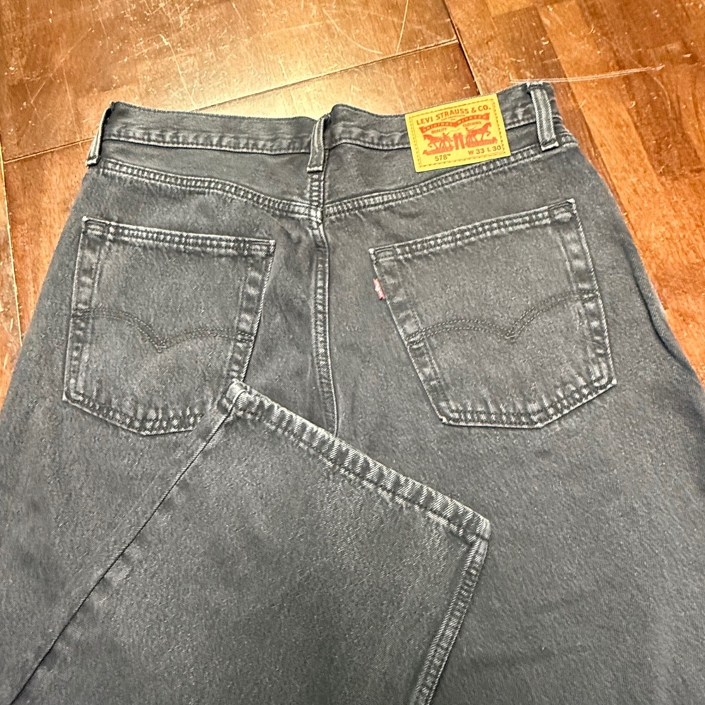 Levi's 578 Baggy Jeans Mens 33x30 Black Gray Relaxed Fit Wide Leg Denim